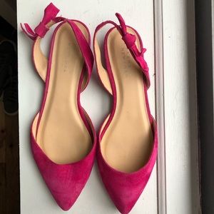 Barney’s New York Bright Pink Suede Flat w Bow